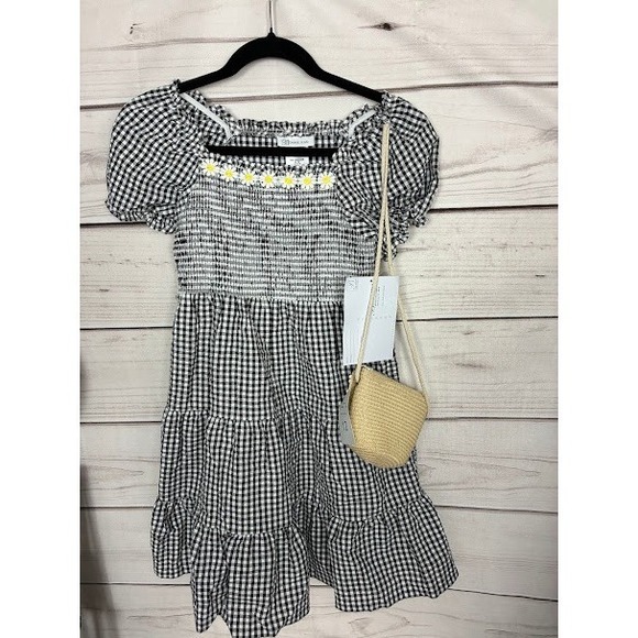 Bonnie Jean Other - Bonnie Jean Girls Gingham Smocked Tiered Dress with Daisy Trim & Purse Size 12